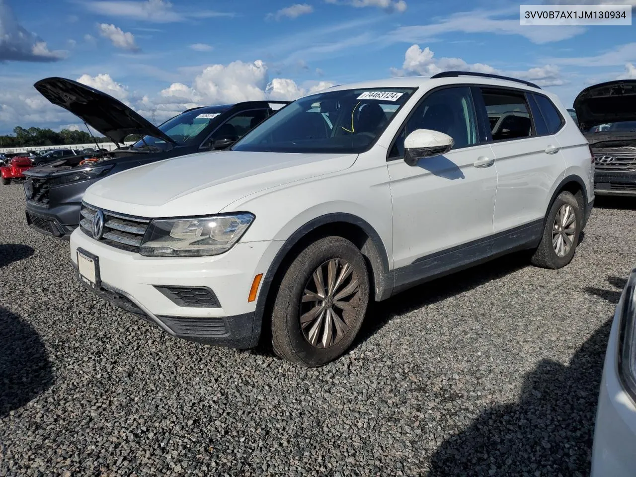 2018 Volkswagen Tiguan S VIN: 3VV0B7AX1JM130934 Lot: 74463124