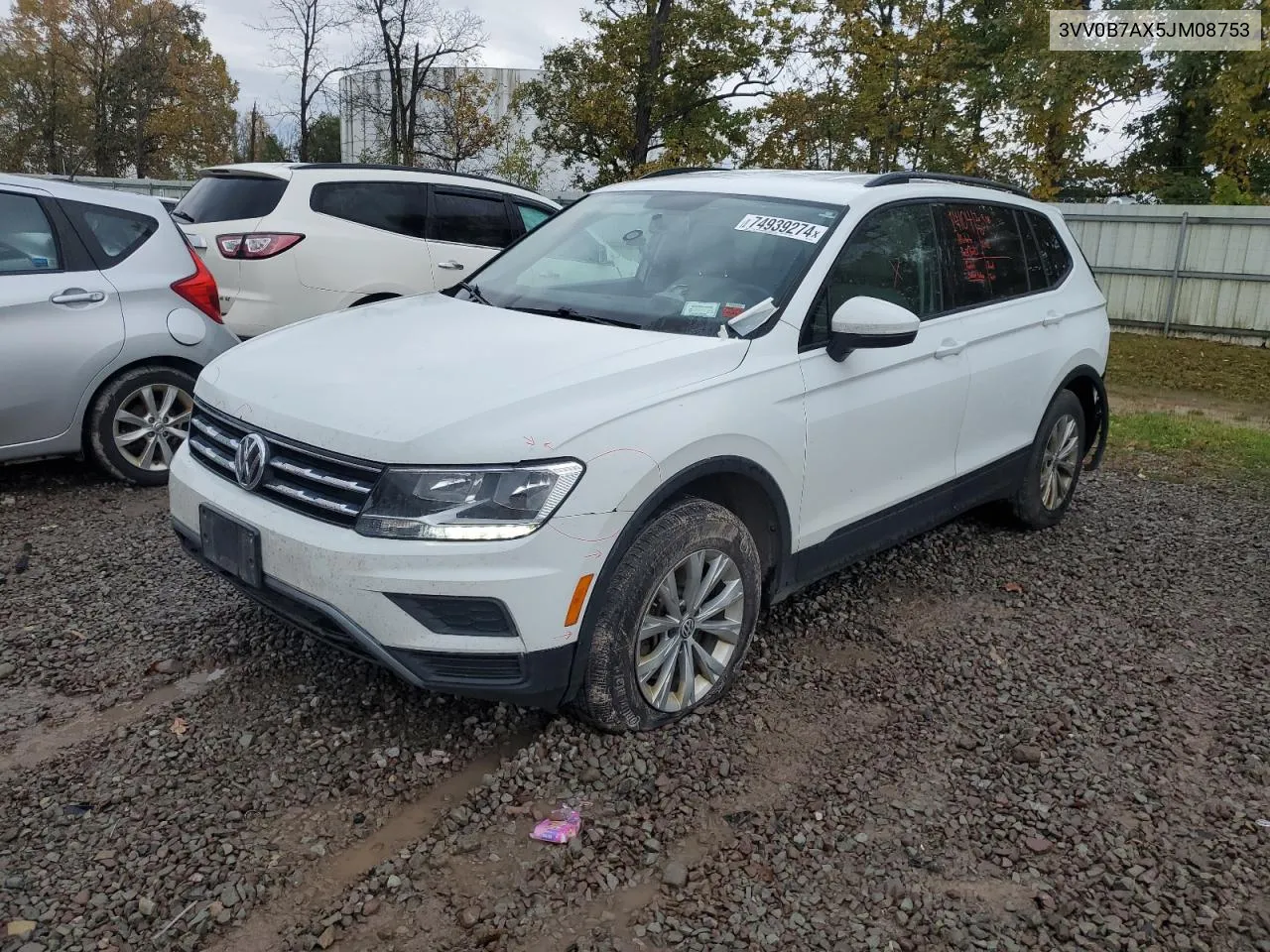 2018 Volkswagen Tiguan S VIN: 3VV0B7AX5JM08753 Lot: 74939274