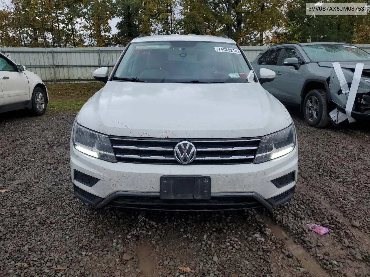 2018 Volkswagen Tiguan S VIN: 3VV0B7AX5JM08753 Lot: 74939274