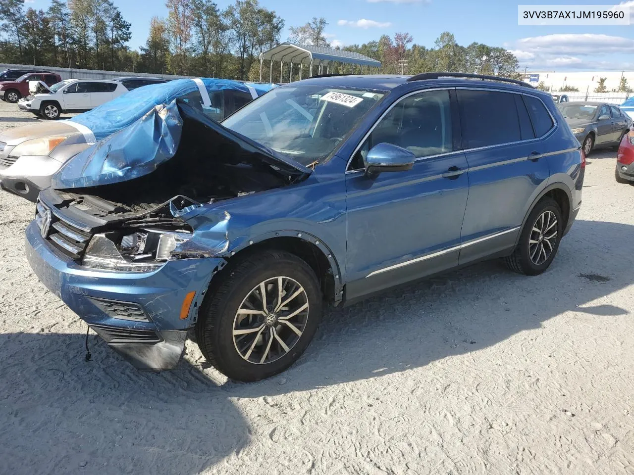 2018 Volkswagen Tiguan Se VIN: 3VV3B7AX1JM195960 Lot: 74961324