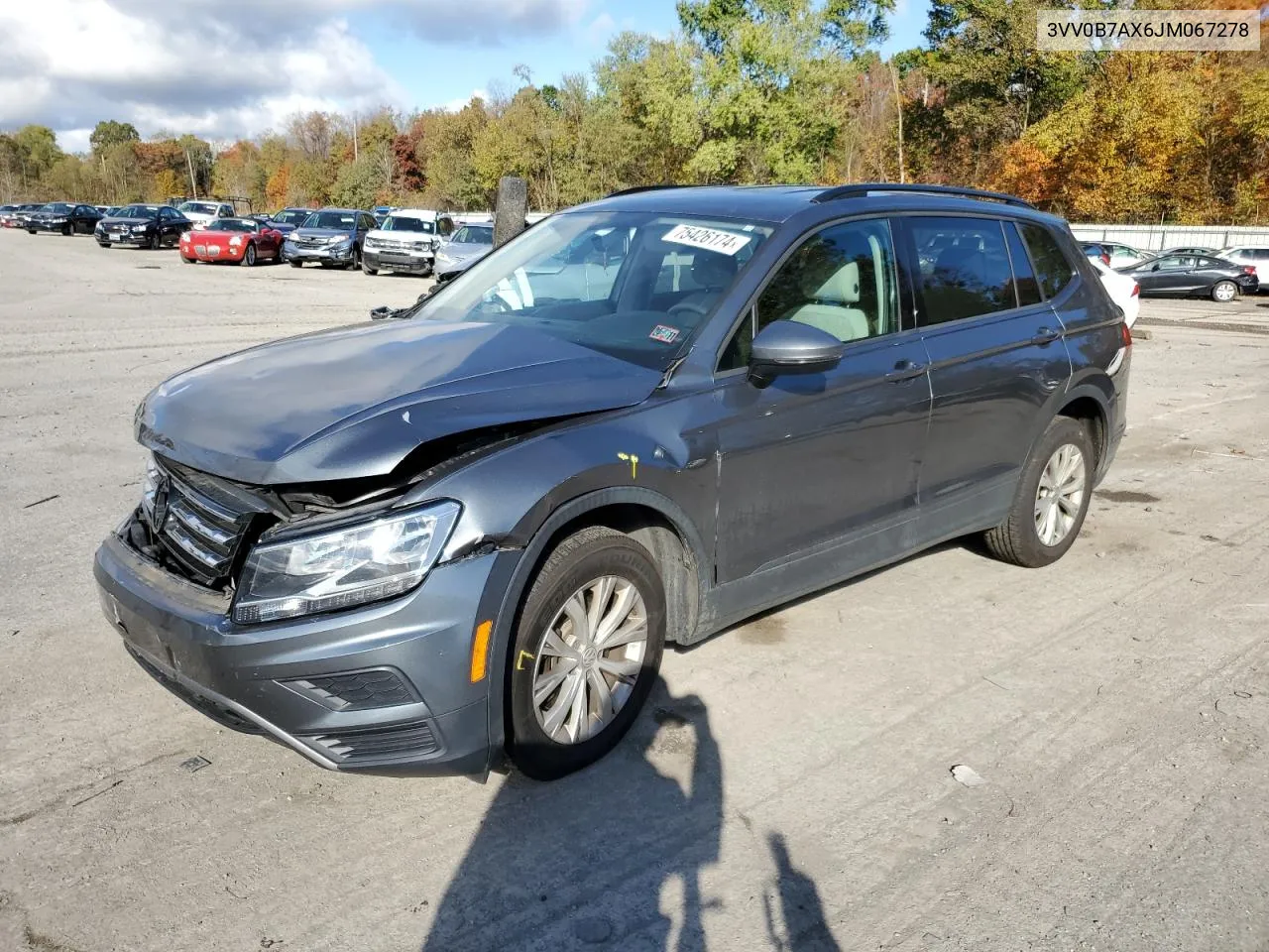 2018 Volkswagen Tiguan S VIN: 3VV0B7AX6JM067278 Lot: 75426174