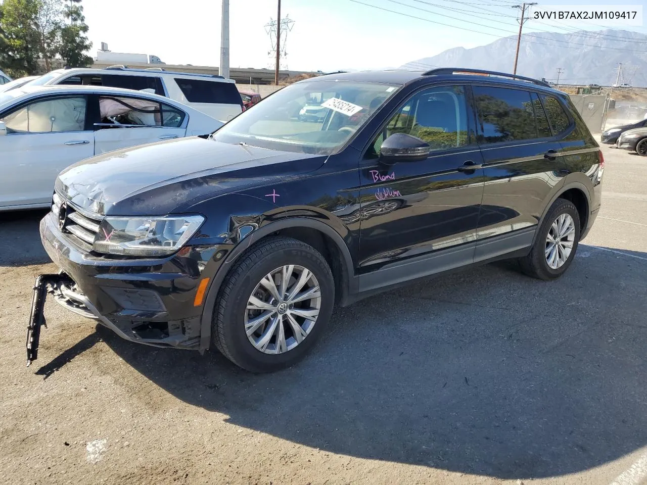 2018 Volkswagen Tiguan S VIN: 3VV1B7AX2JM109417 Lot: 75485214