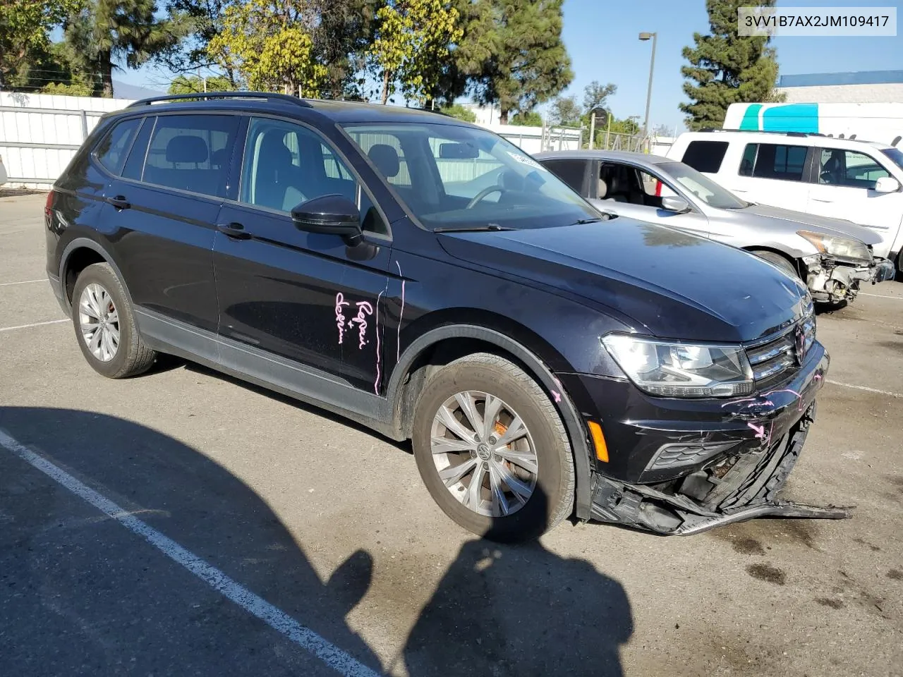 2018 Volkswagen Tiguan S VIN: 3VV1B7AX2JM109417 Lot: 75485214