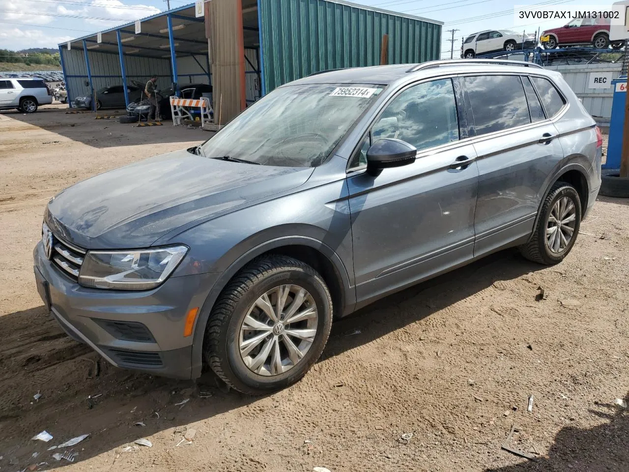 2018 Volkswagen Tiguan S VIN: 3VV0B7AX1JM131002 Lot: 75952314