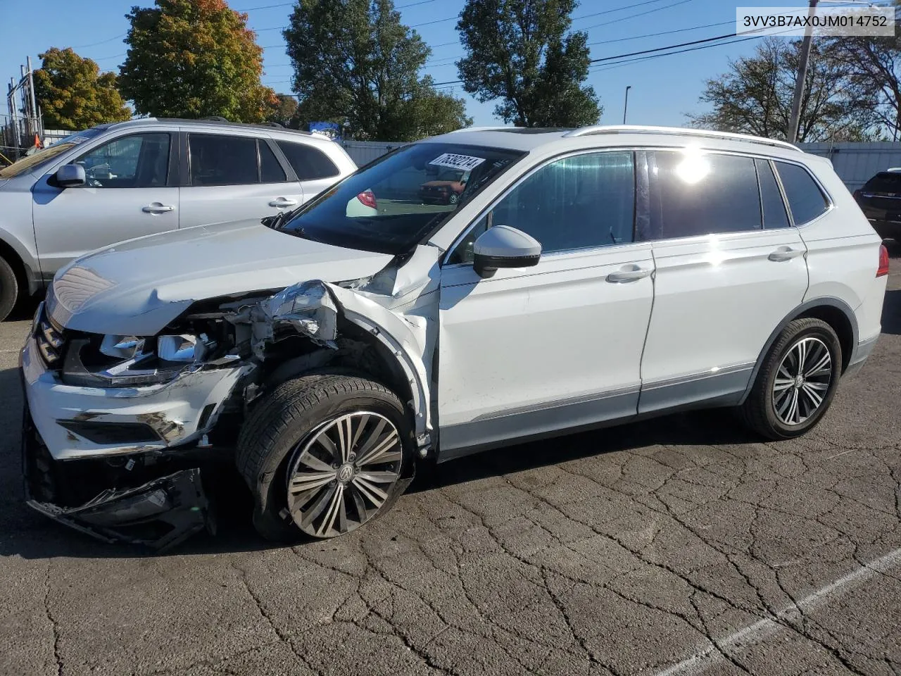 2018 Volkswagen Tiguan Se VIN: 3VV3B7AX0JM014752 Lot: 76392214