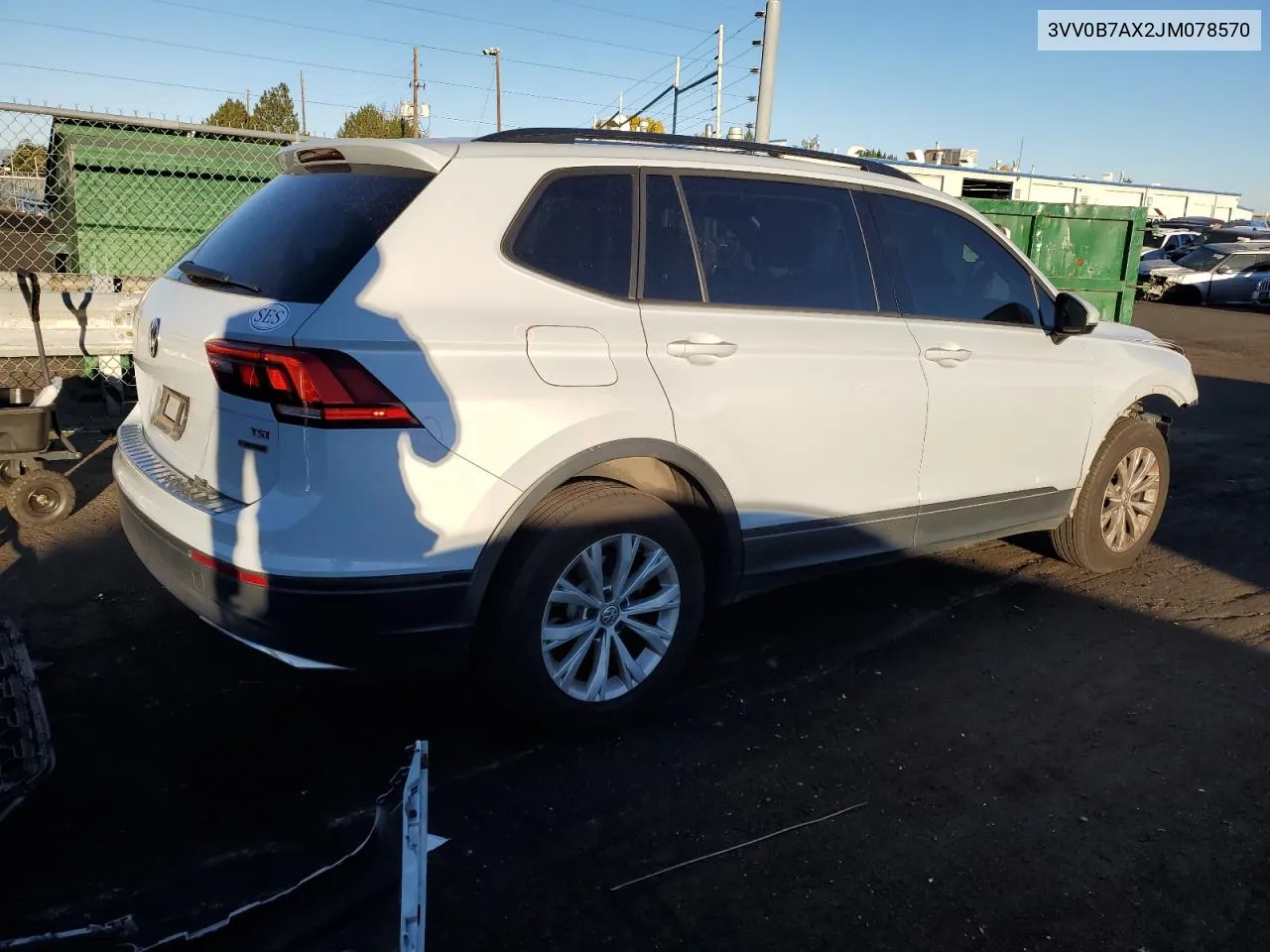 2018 Volkswagen Tiguan S VIN: 3VV0B7AX2JM078570 Lot: 77243584