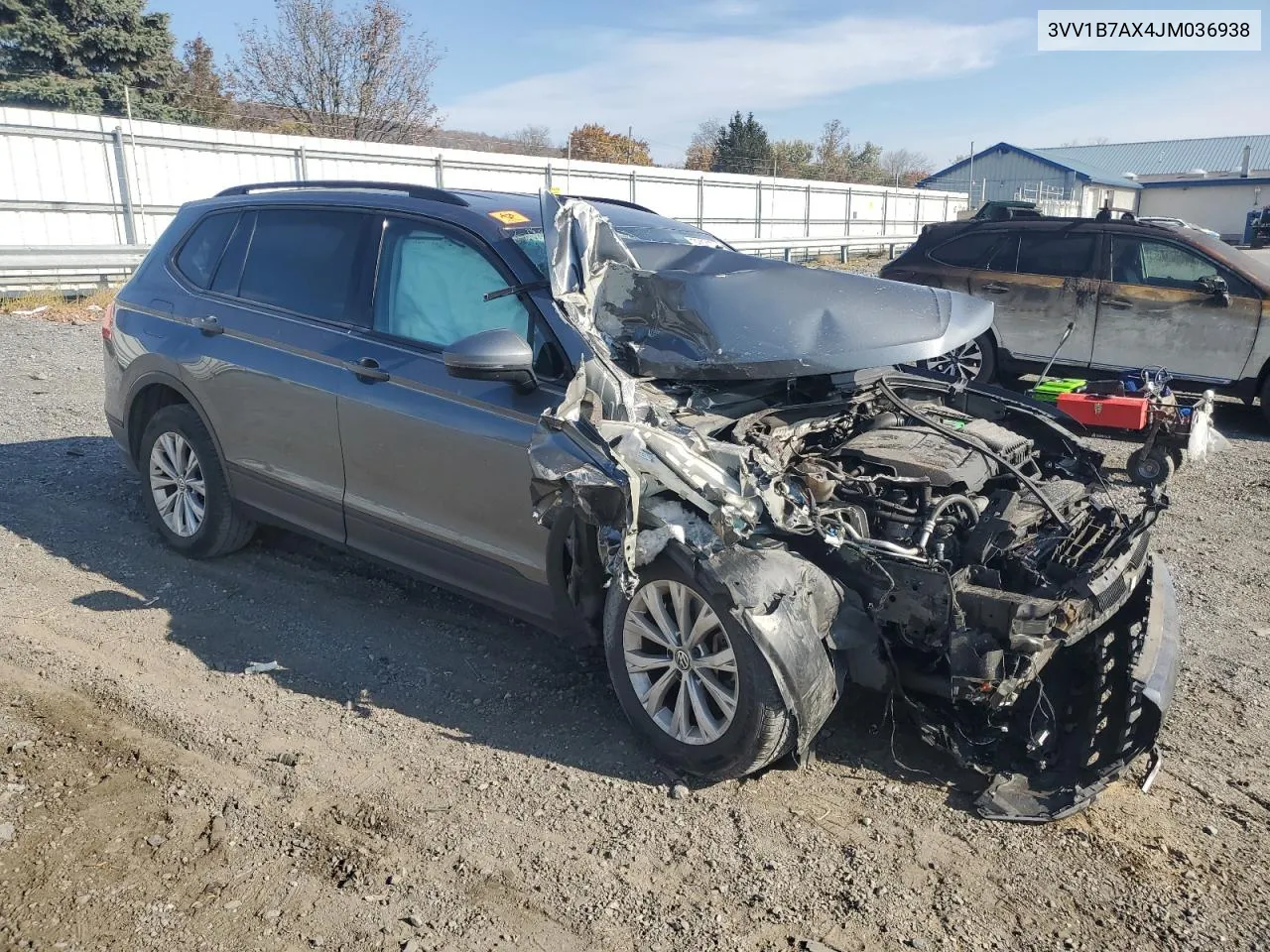 2018 Volkswagen Tiguan S VIN: 3VV1B7AX4JM036938 Lot: 78421734