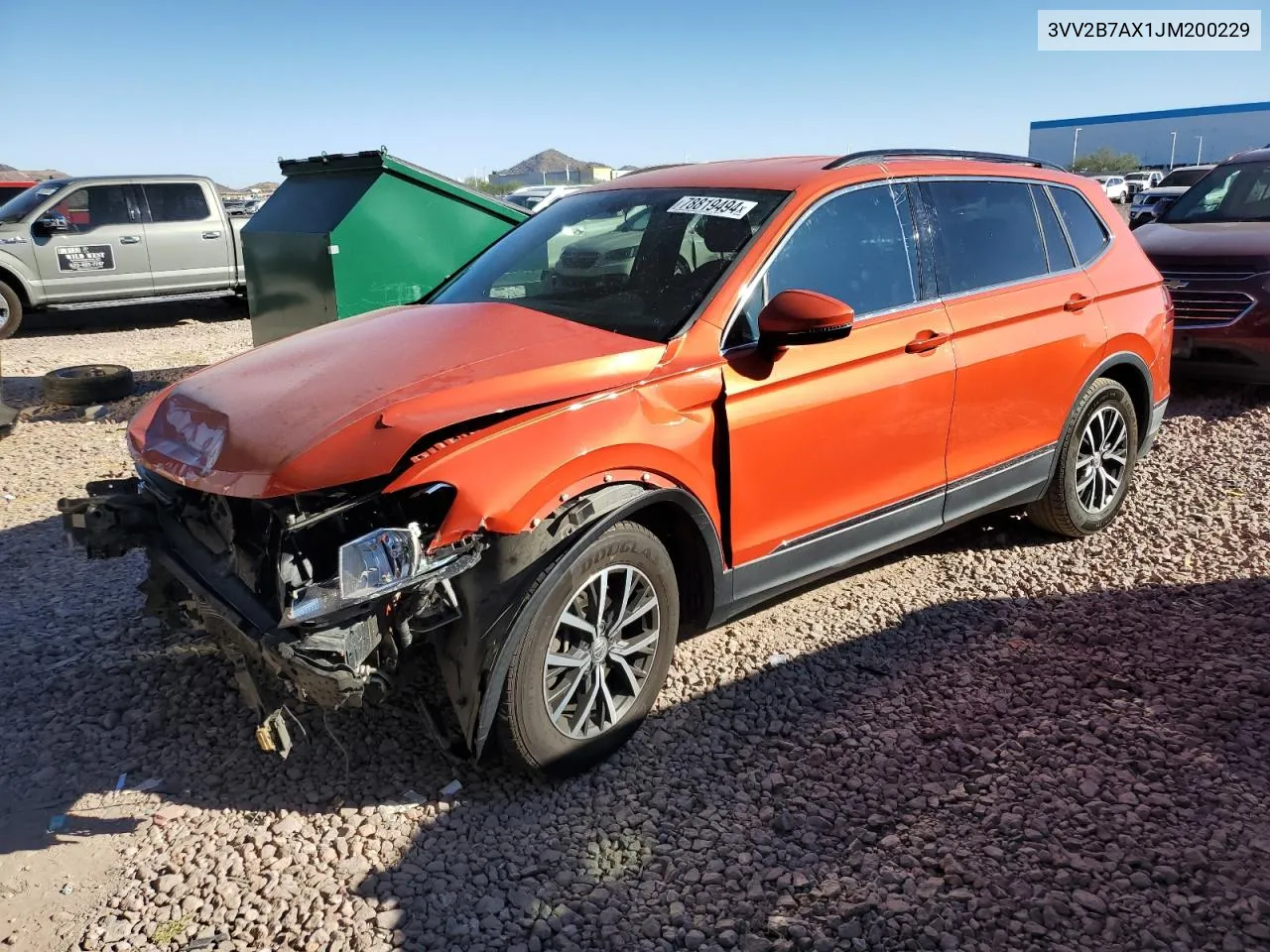 2018 Volkswagen Tiguan Se VIN: 3VV2B7AX1JM200229 Lot: 78819494