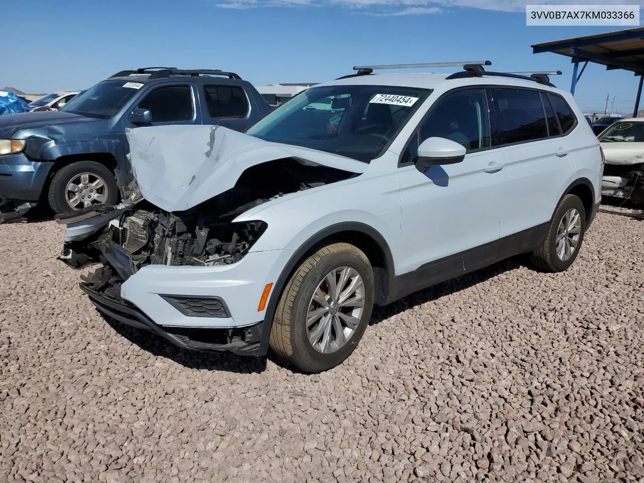 2019 Volkswagen Tiguan S VIN: 3VV0B7AX7KM033366 Lot: 72440454