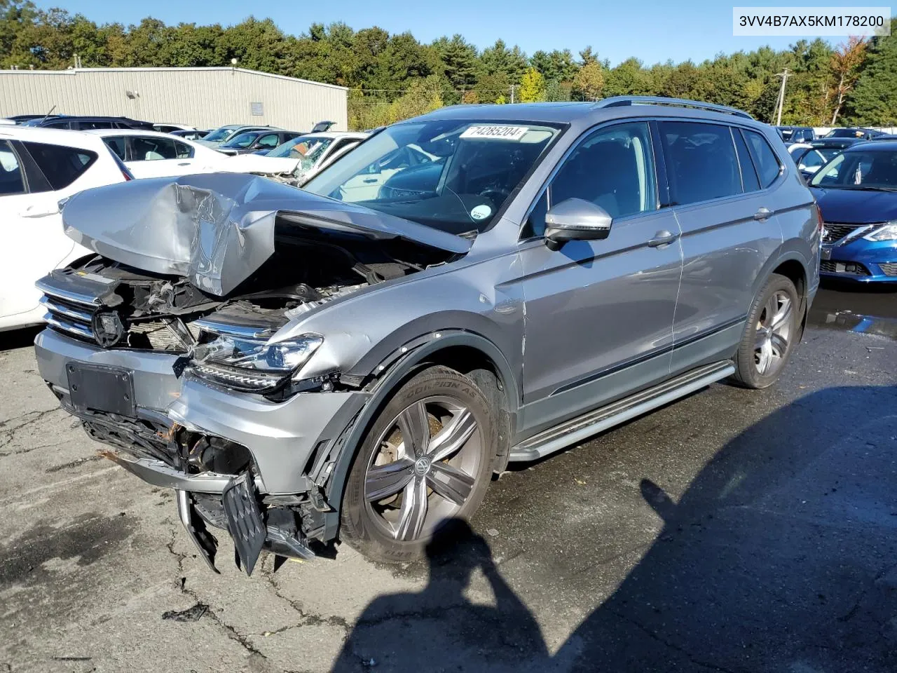 2019 Volkswagen Tiguan Sel Premium VIN: 3VV4B7AX5KM178200 Lot: 74285204