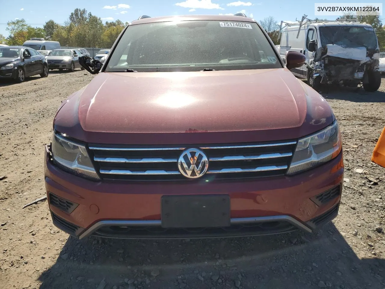 2019 Volkswagen Tiguan Se VIN: 3VV2B7AX9KM122364 Lot: 75174024