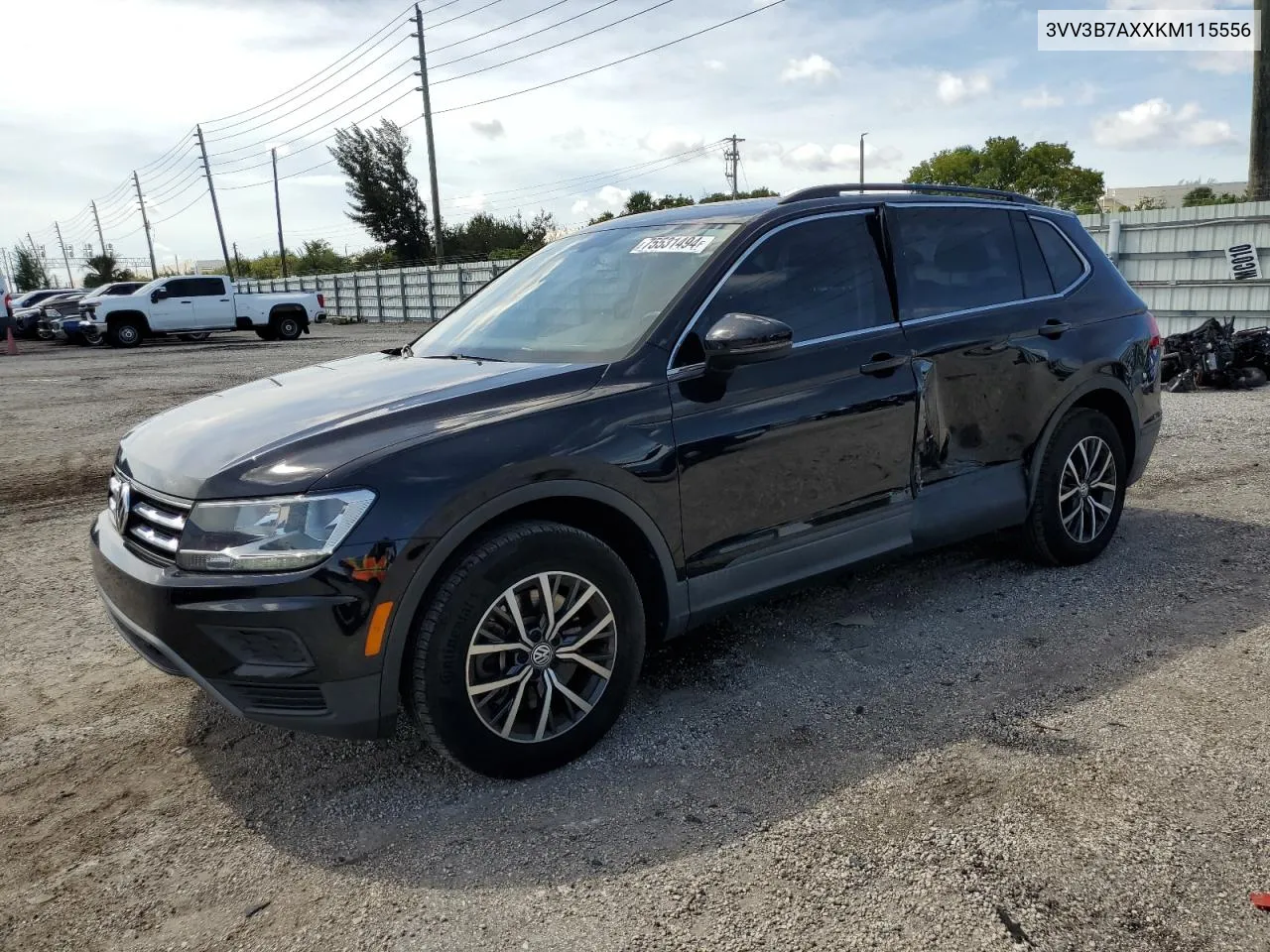 2019 Volkswagen Tiguan Se VIN: 3VV3B7AXXKM115556 Lot: 75531494