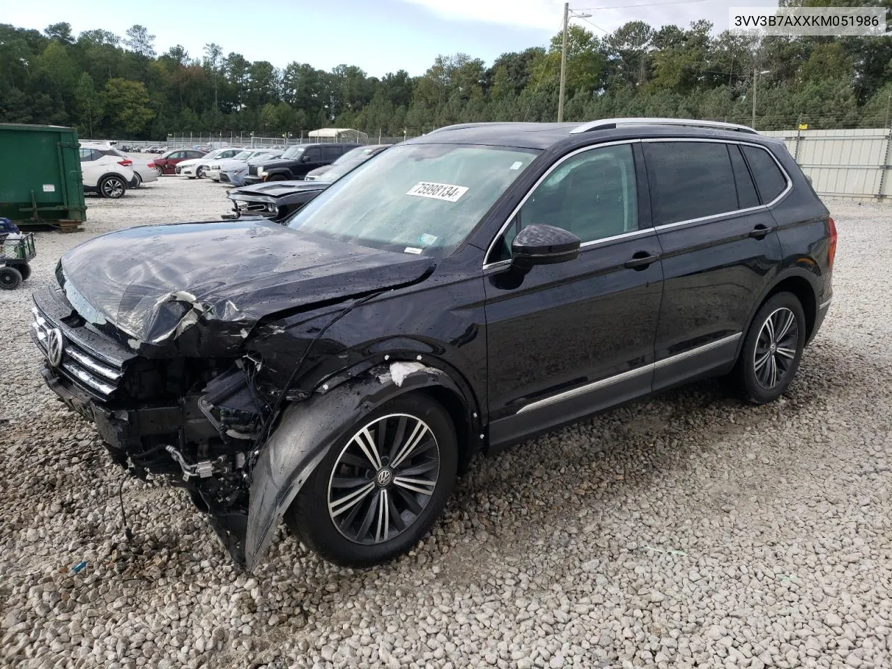 2019 Volkswagen Tiguan Se VIN: 3VV3B7AXXKM051986 Lot: 75998134