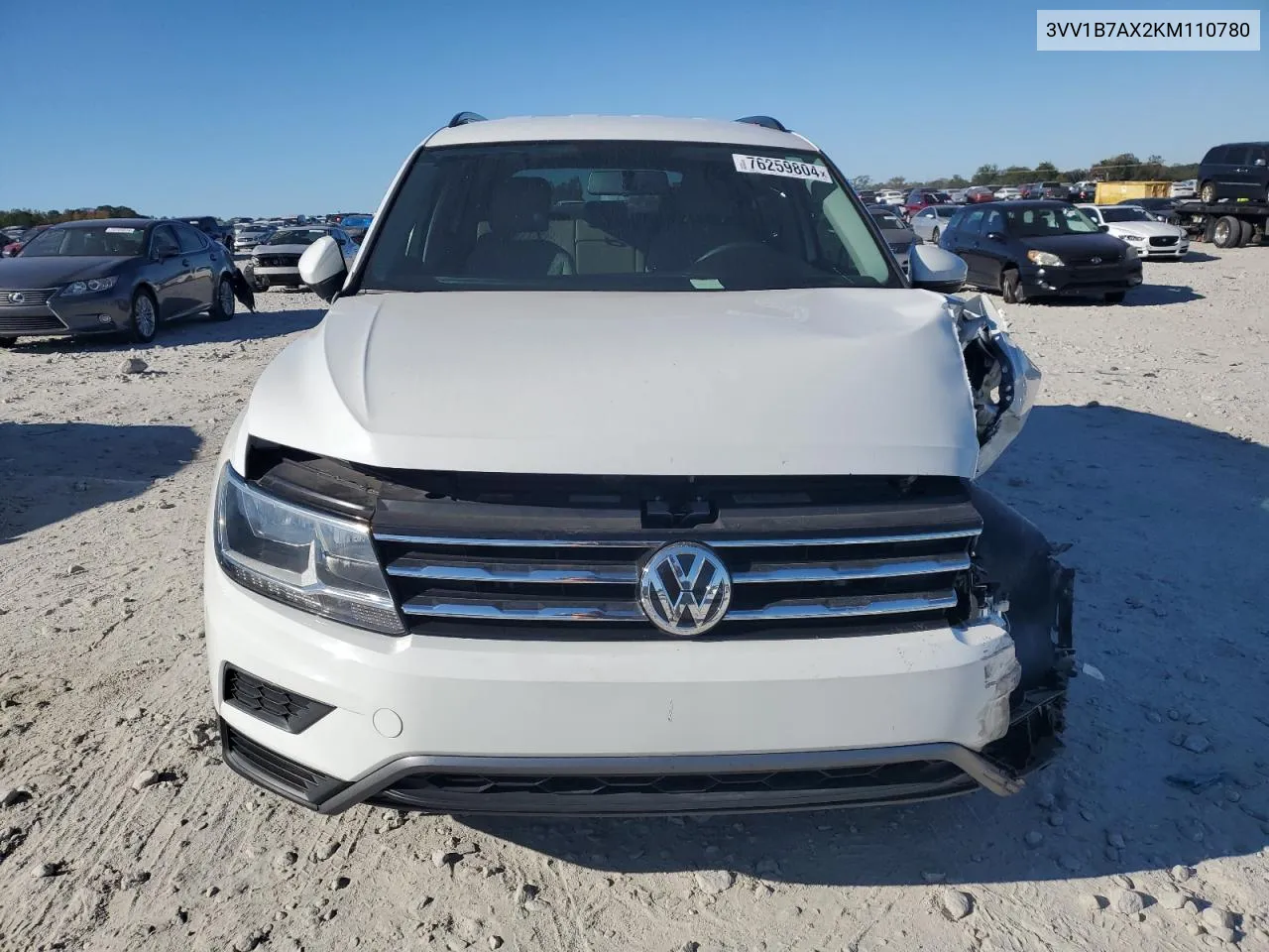 2019 Volkswagen Tiguan S VIN: 3VV1B7AX2KM110780 Lot: 76259804