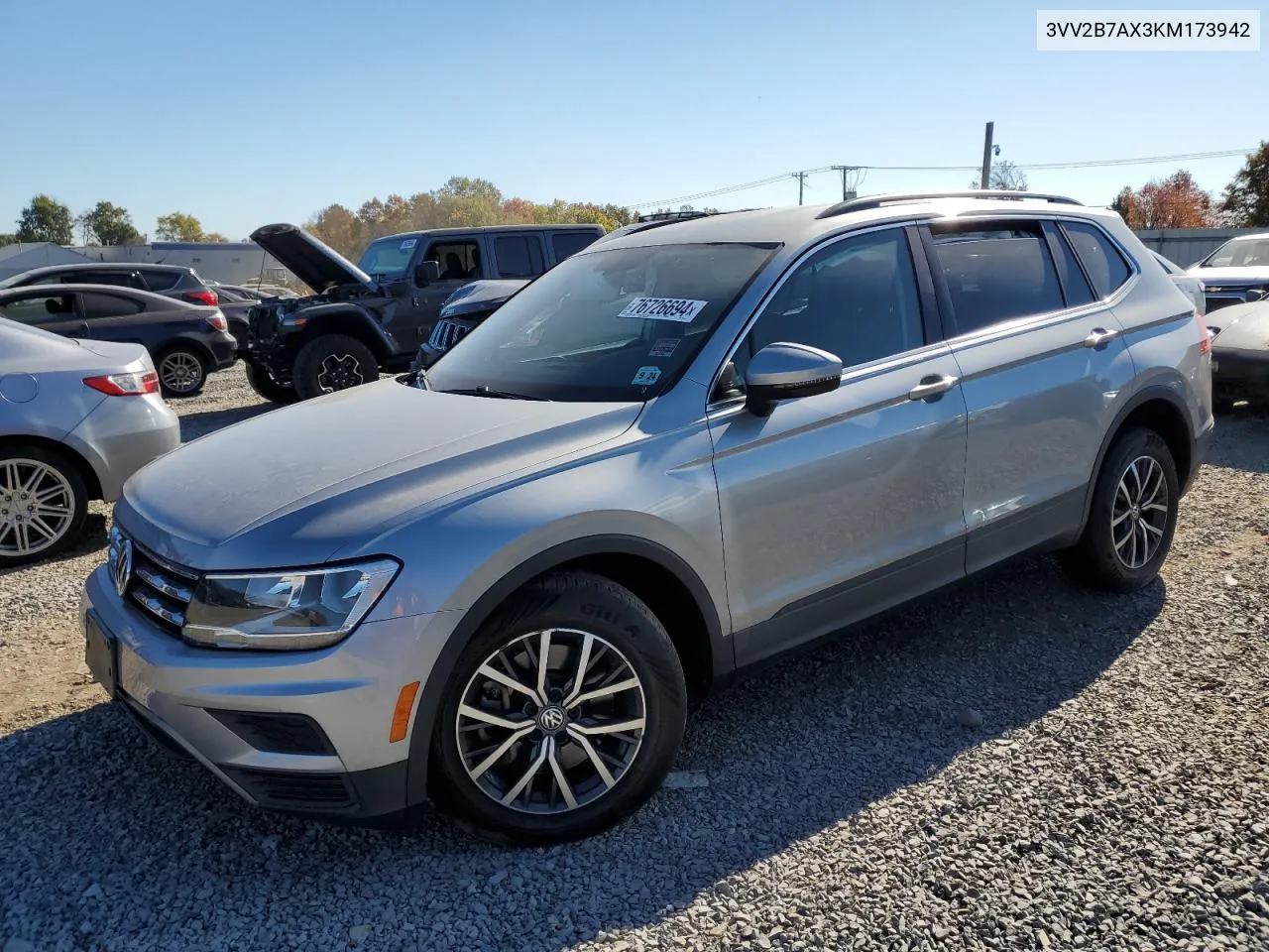 2019 Volkswagen Tiguan Se VIN: 3VV2B7AX3KM173942 Lot: 76726694