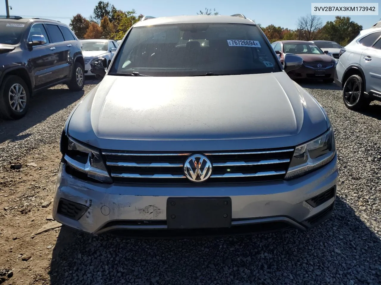 2019 Volkswagen Tiguan Se VIN: 3VV2B7AX3KM173942 Lot: 76726694