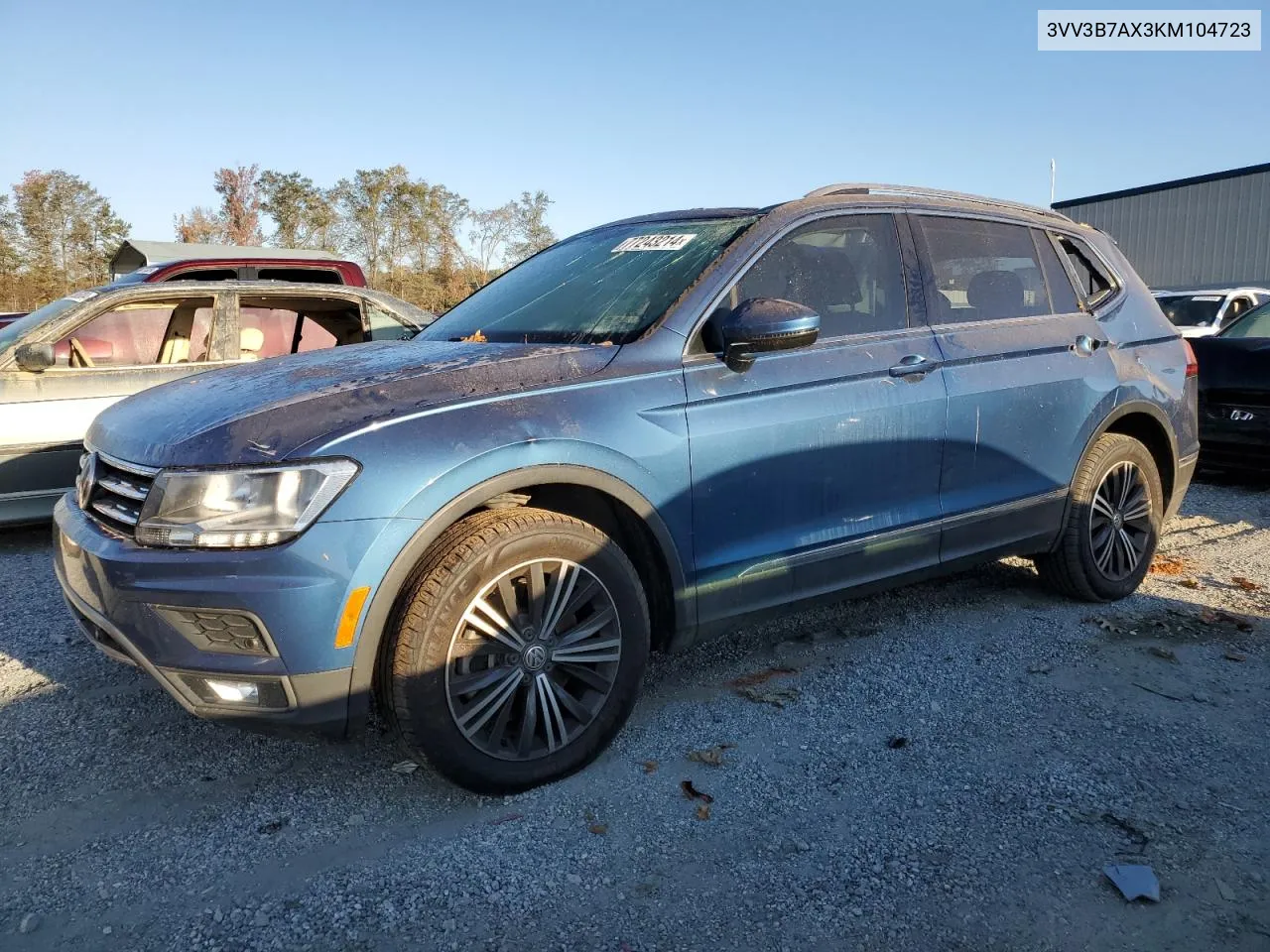 2019 Volkswagen Tiguan Se VIN: 3VV3B7AX3KM104723 Lot: 77243214