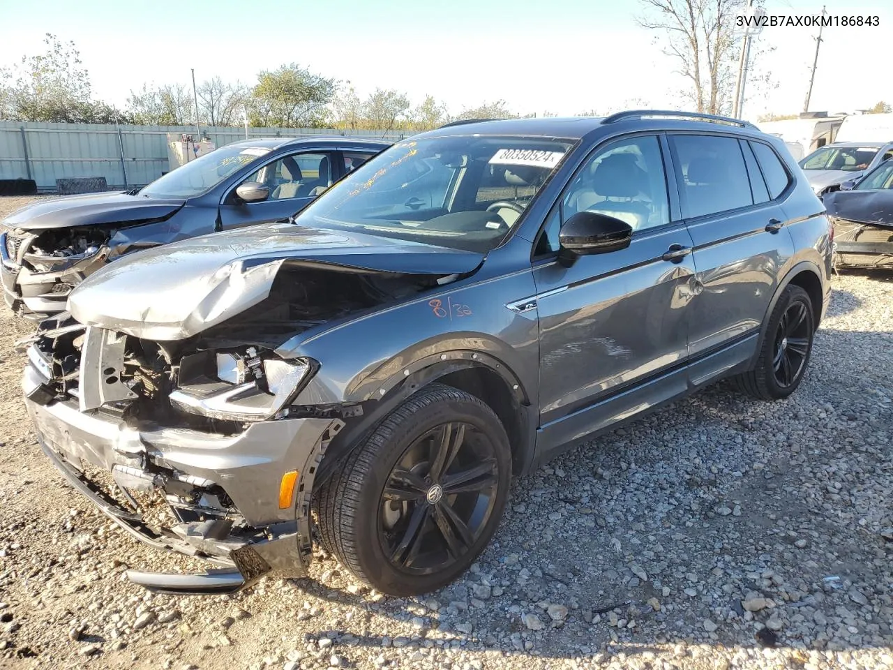 2019 Volkswagen Tiguan Se VIN: 3VV2B7AX0KM186843 Lot: 80350524