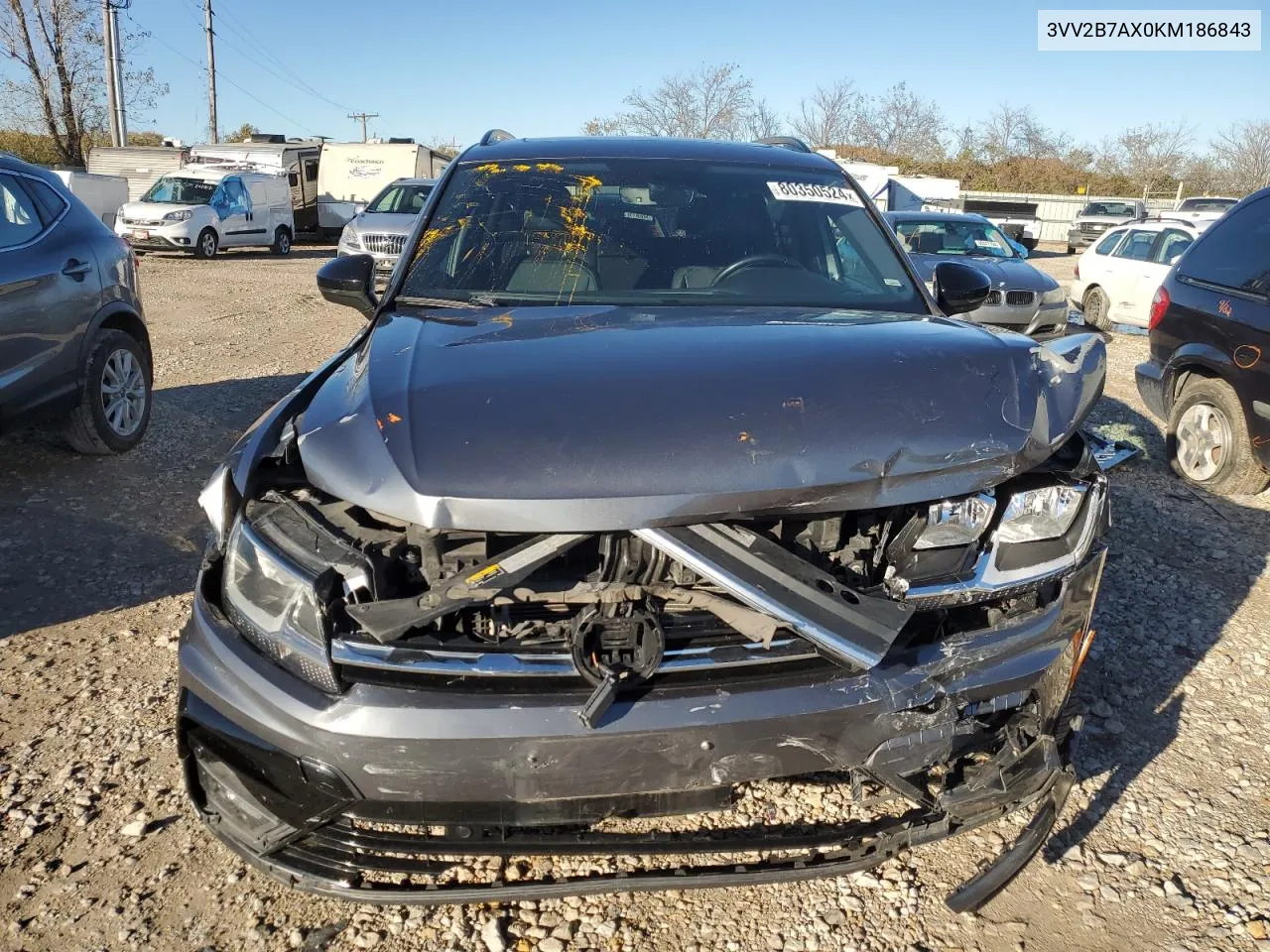 2019 Volkswagen Tiguan Se VIN: 3VV2B7AX0KM186843 Lot: 80350524