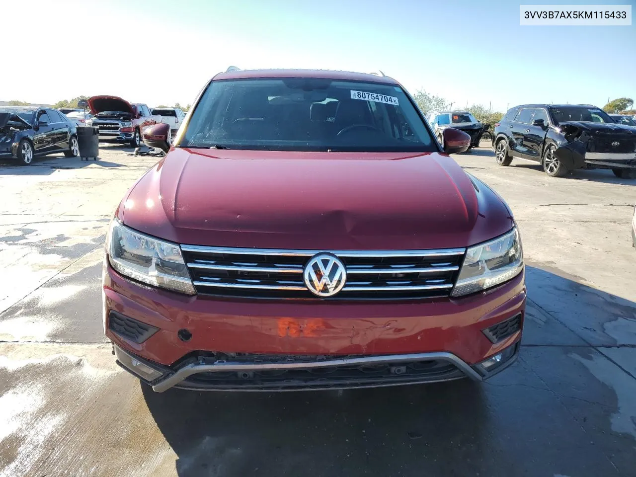 2019 Volkswagen Tiguan Se VIN: 3VV3B7AX5KM115433 Lot: 80754704