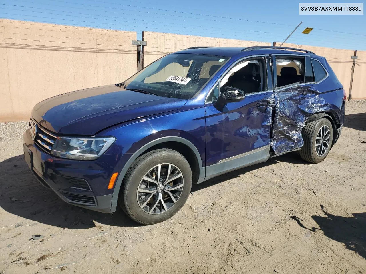 2021 Volkswagen Tiguan Se VIN: 3VV3B7AXXMM118380 Lot: 50641044