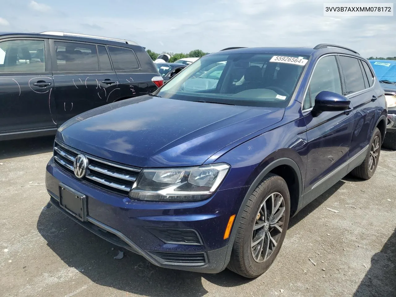 2021 Volkswagen Tiguan Se VIN: 3VV3B7AXXMM078172 Lot: 55926564