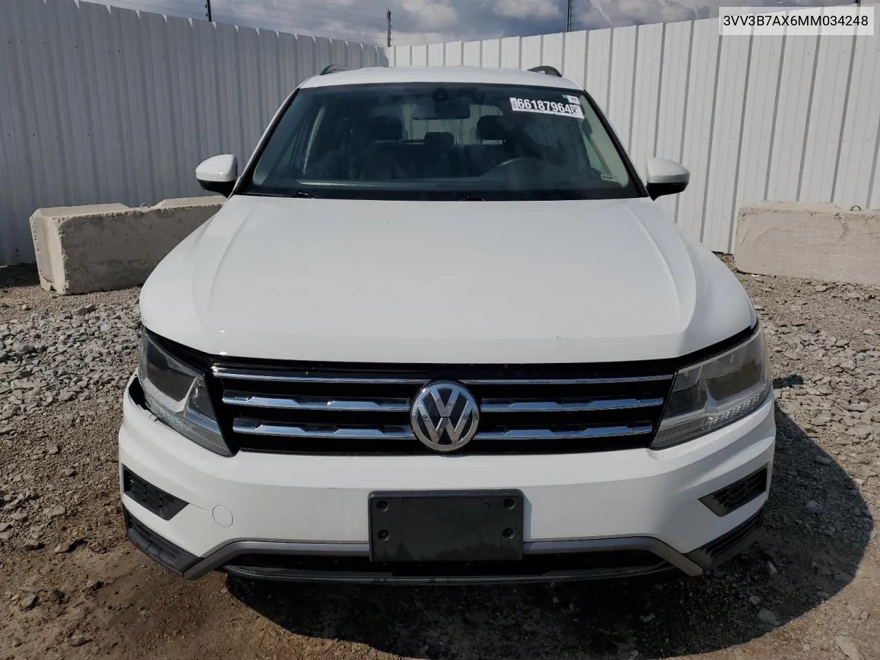 2021 Volkswagen Tiguan Se VIN: 3VV3B7AX6MM034248 Lot: 66187964