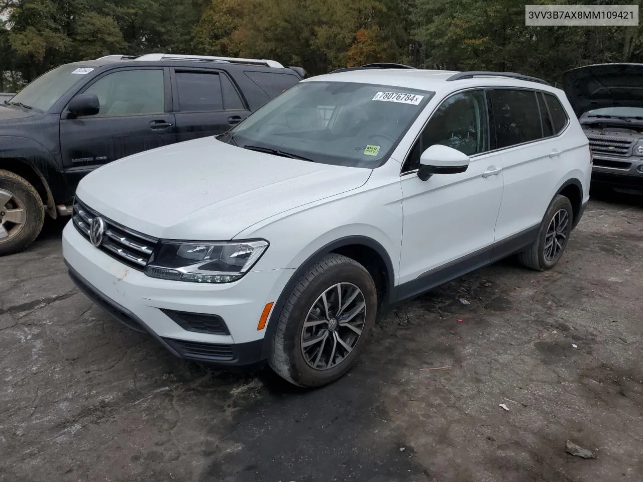 2021 Volkswagen Tiguan Se VIN: 3VV3B7AX8MM109421 Lot: 78076784