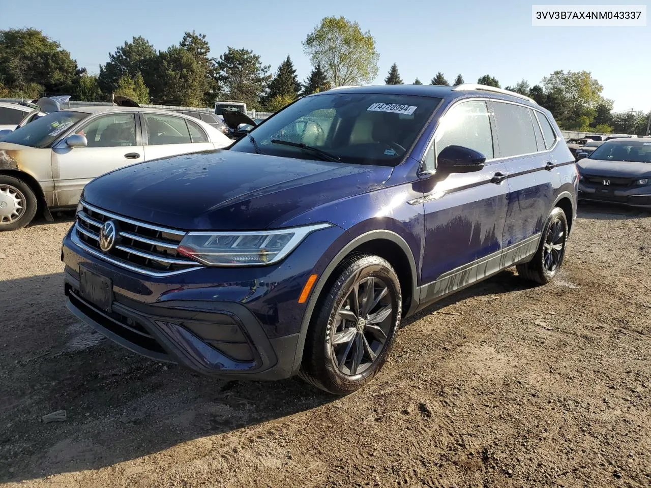 2022 Volkswagen Tiguan Se VIN: 3VV3B7AX4NM043337 Lot: 74728994