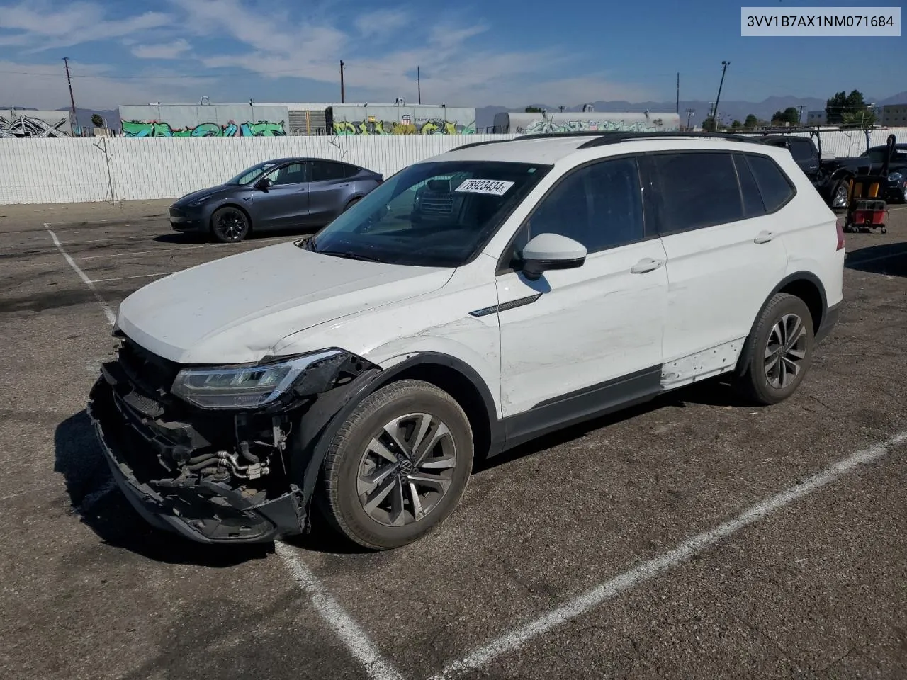 2022 Volkswagen Tiguan S VIN: 3VV1B7AX1NM071684 Lot: 78923434