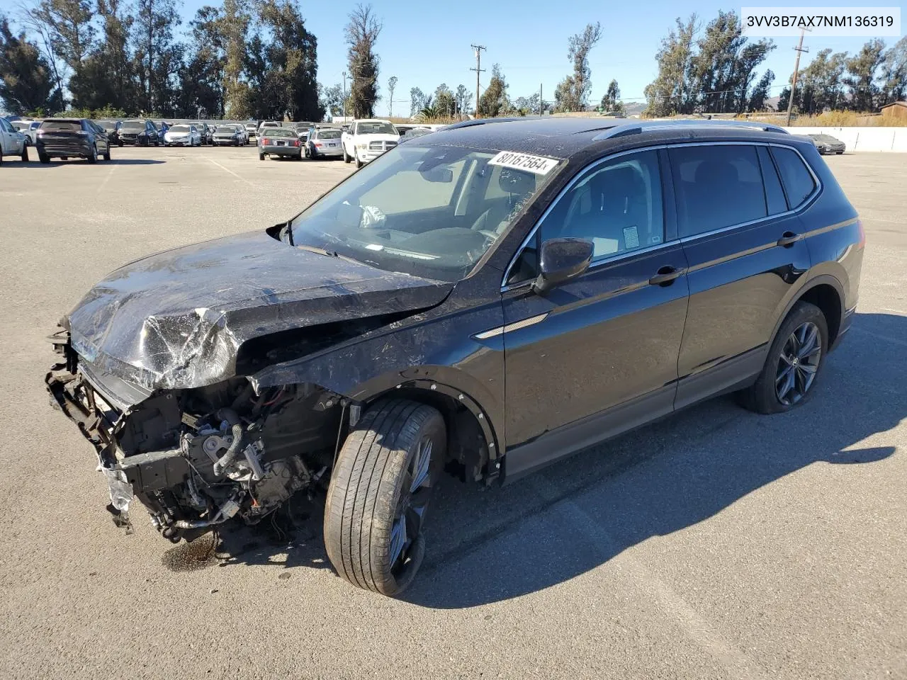 2022 Volkswagen Tiguan Se VIN: 3VV3B7AX7NM136319 Lot: 80167564