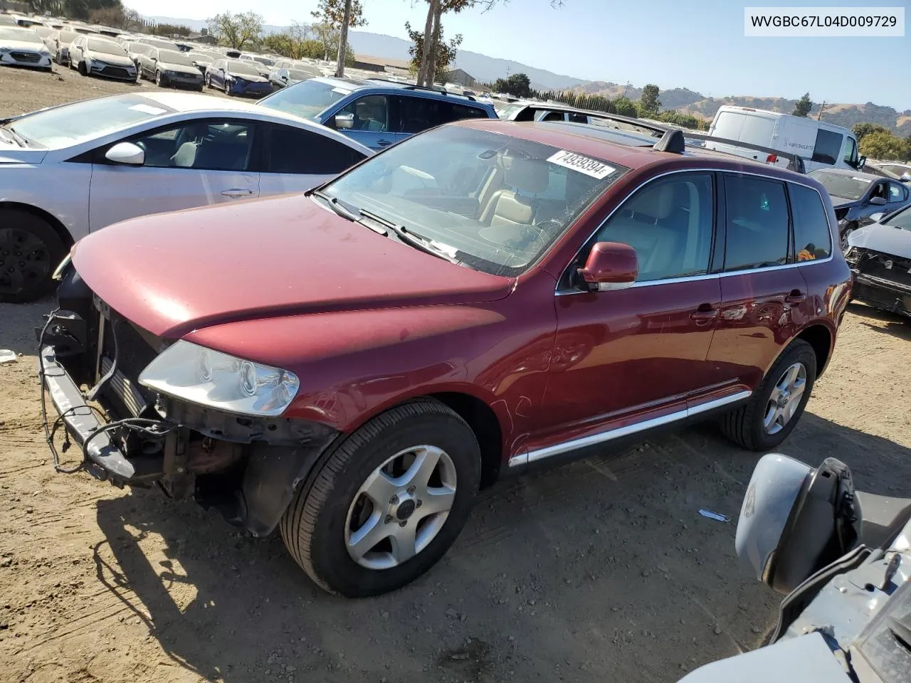 2004 Volkswagen Touareg 3.2 VIN: WVGBC67L04D009729 Lot: 74939394