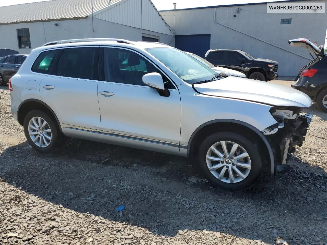 2012 Volkswagen Touareg V6 Tdi VIN: WVGFK9BP0CD002259 Lot: 68428924