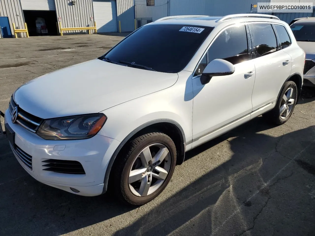 2012 Volkswagen Touareg V6 VIN: WVGEF9BP1CD010015 Lot: 72646154