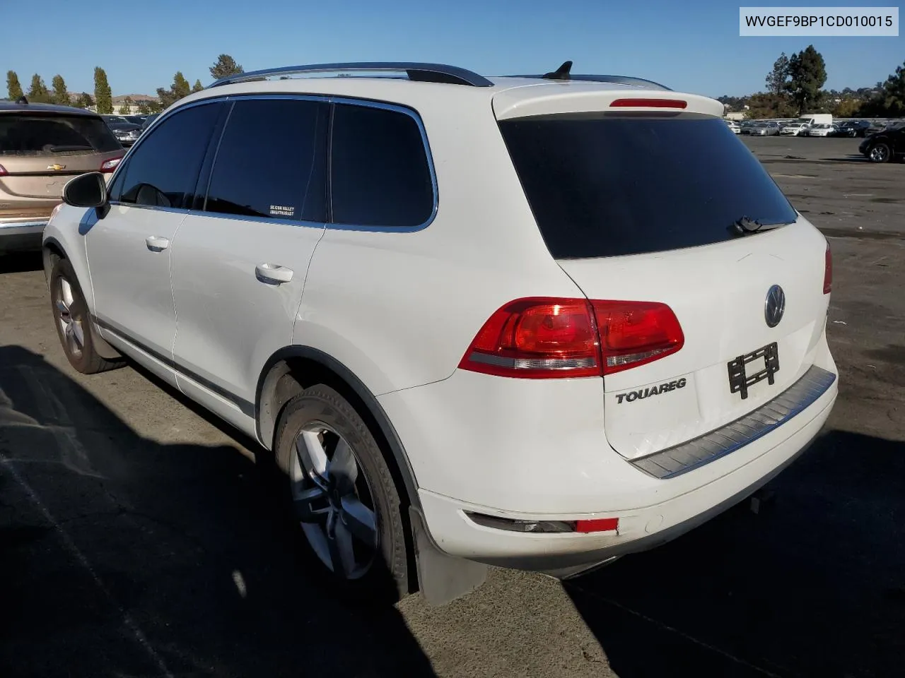 2012 Volkswagen Touareg V6 VIN: WVGEF9BP1CD010015 Lot: 72646154