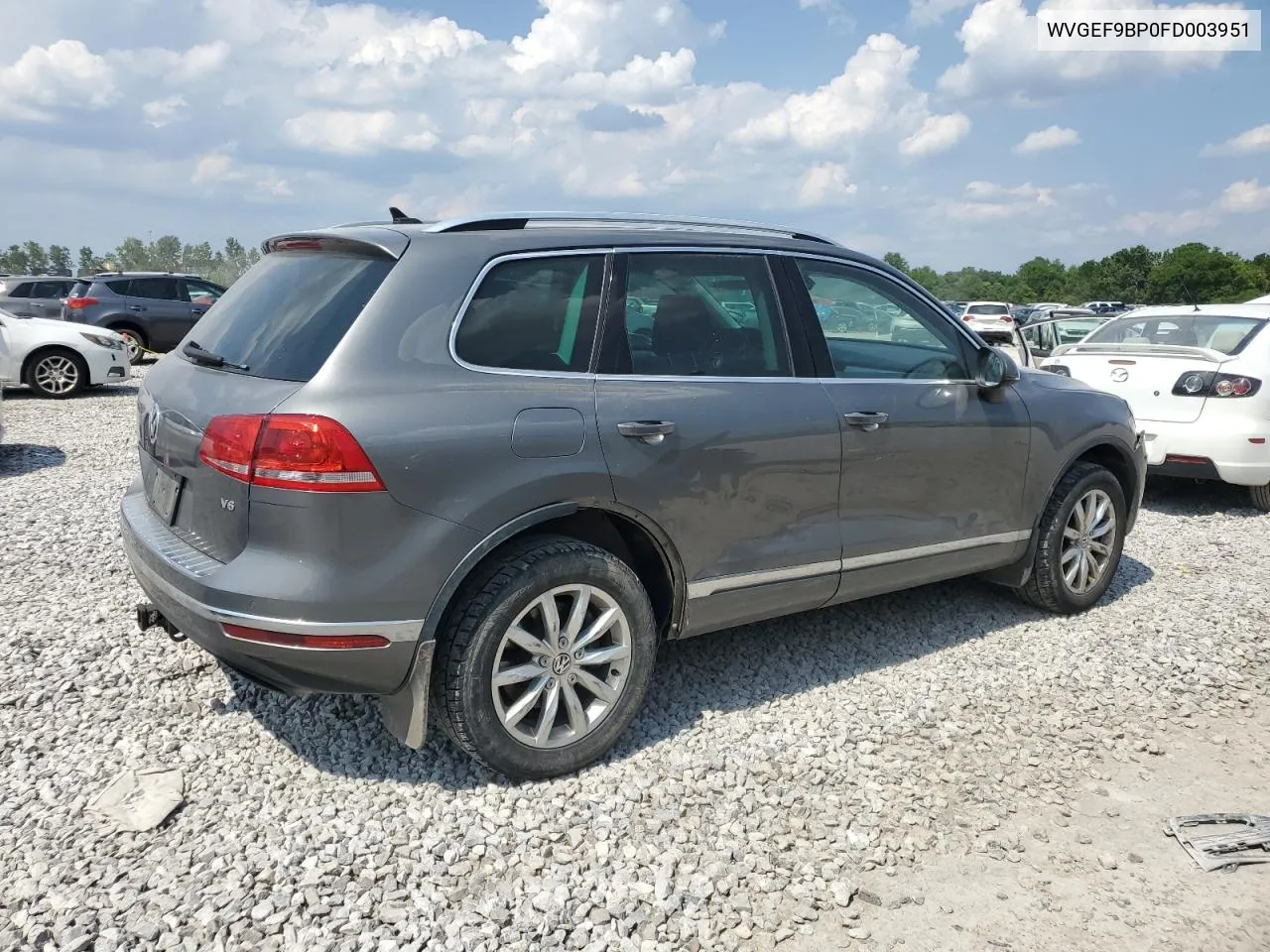 2015 Volkswagen Touareg V6 VIN: WVGEF9BP0FD003951 Lot: 62288434