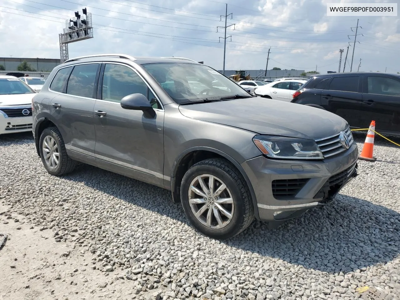 2015 Volkswagen Touareg V6 VIN: WVGEF9BP0FD003951 Lot: 62288434