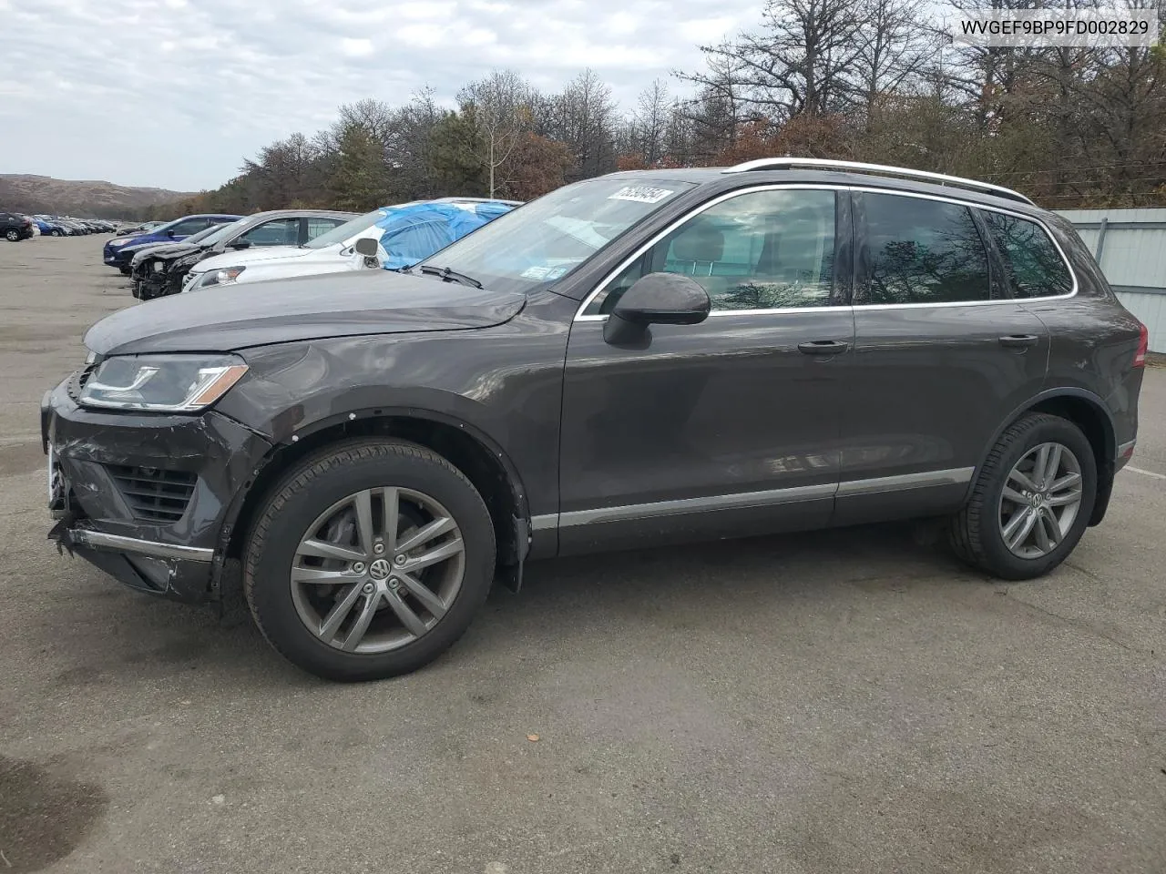 2015 Volkswagen Touareg V6 VIN: WVGEF9BP9FD002829 Lot: 75290454