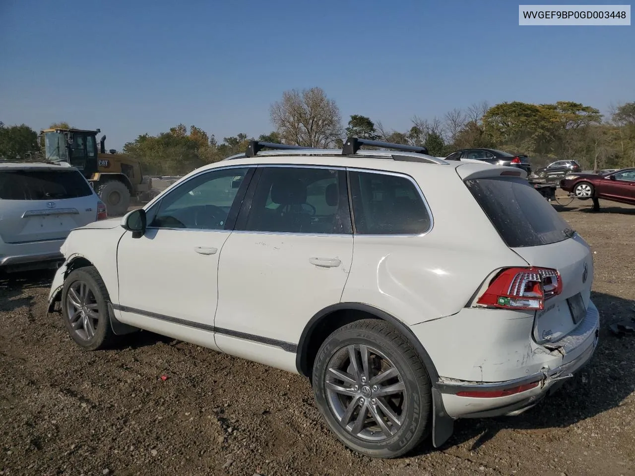 2016 Volkswagen Touareg Sport VIN: WVGEF9BP0GD003448 Lot: 75254464