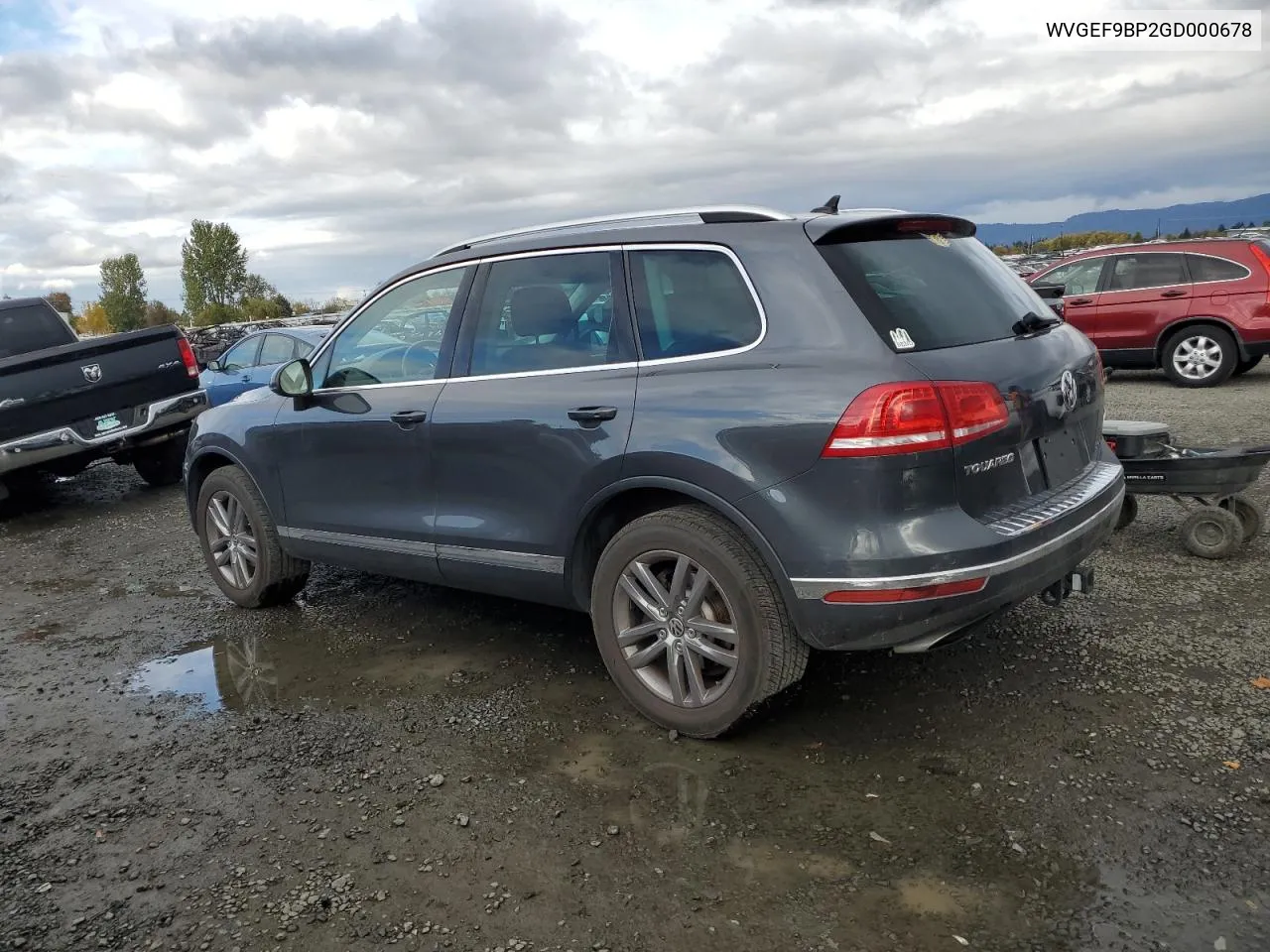 2016 Volkswagen Touareg Sport VIN: WVGEF9BP2GD000678 Lot: 76542244