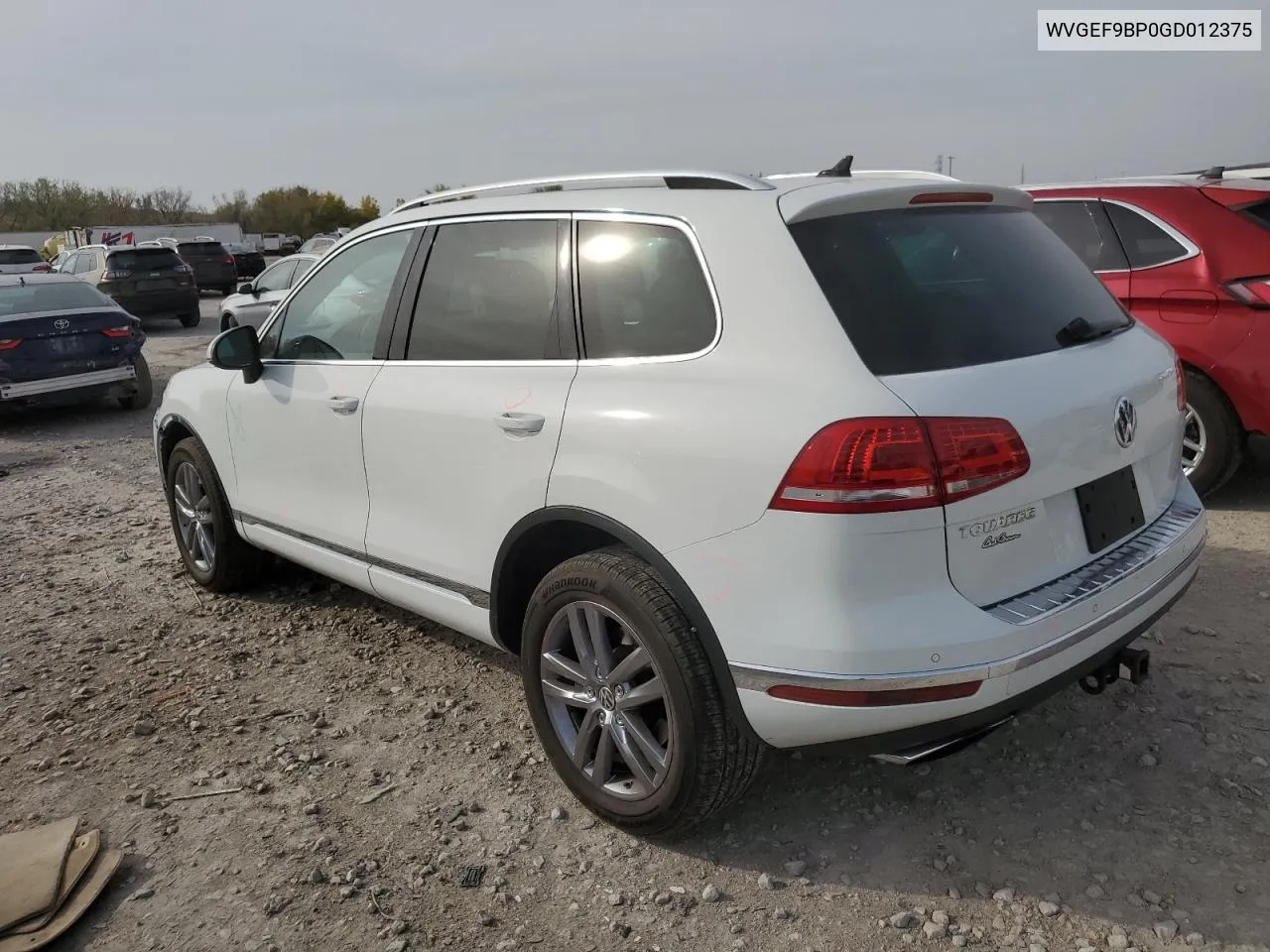 2016 Volkswagen Touareg Sport VIN: WVGEF9BP0GD012375 Lot: 77946624