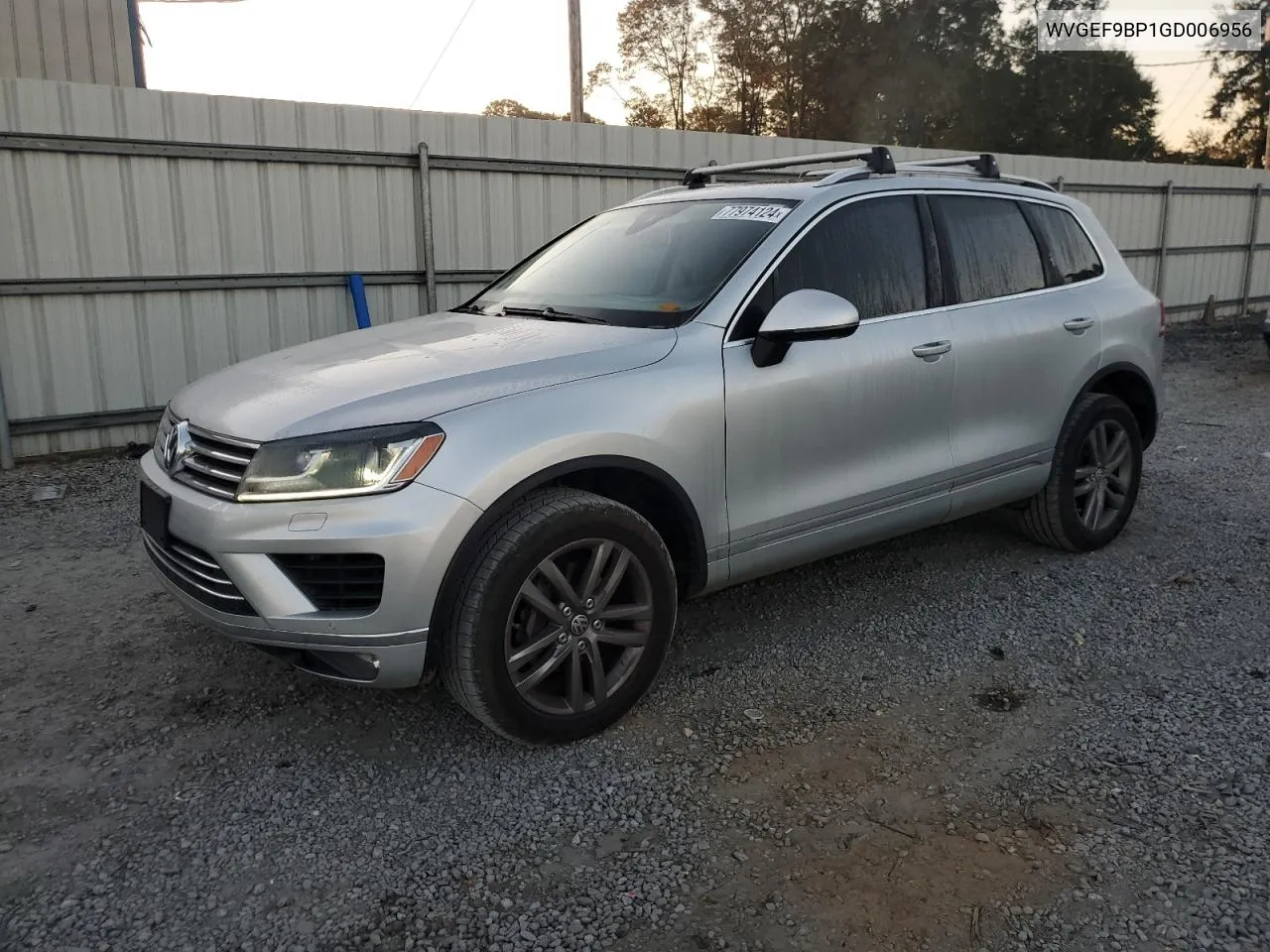 2016 Volkswagen Touareg Sport VIN: WVGEF9BP1GD006956 Lot: 77974124