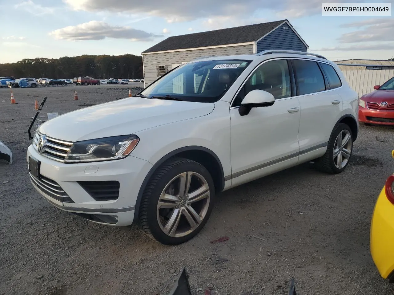 2017 Volkswagen Touareg Executive VIN: WVGGF7BP6HD004649 Lot: 78173254