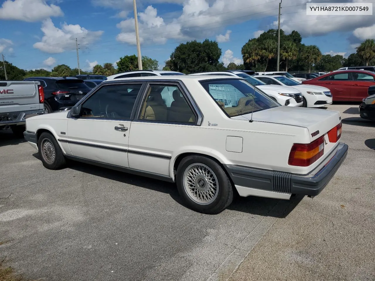 1989 Volvo 780 VIN: YV1HA8721KD007549 Lot: 74415974