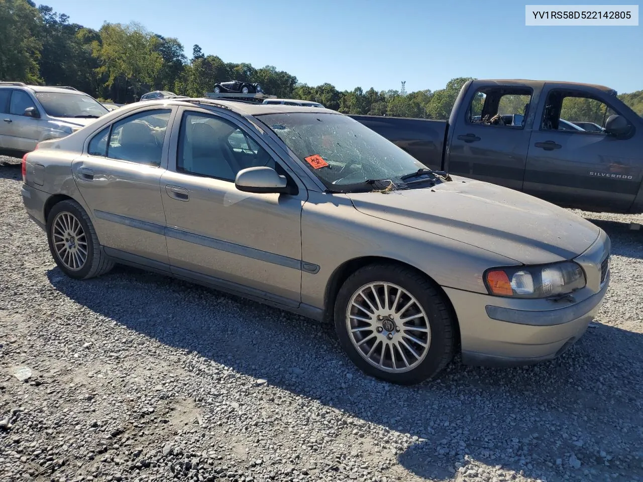 2002 Volvo S60 2.4T VIN: YV1RS58D522142805 Lot: 75900274