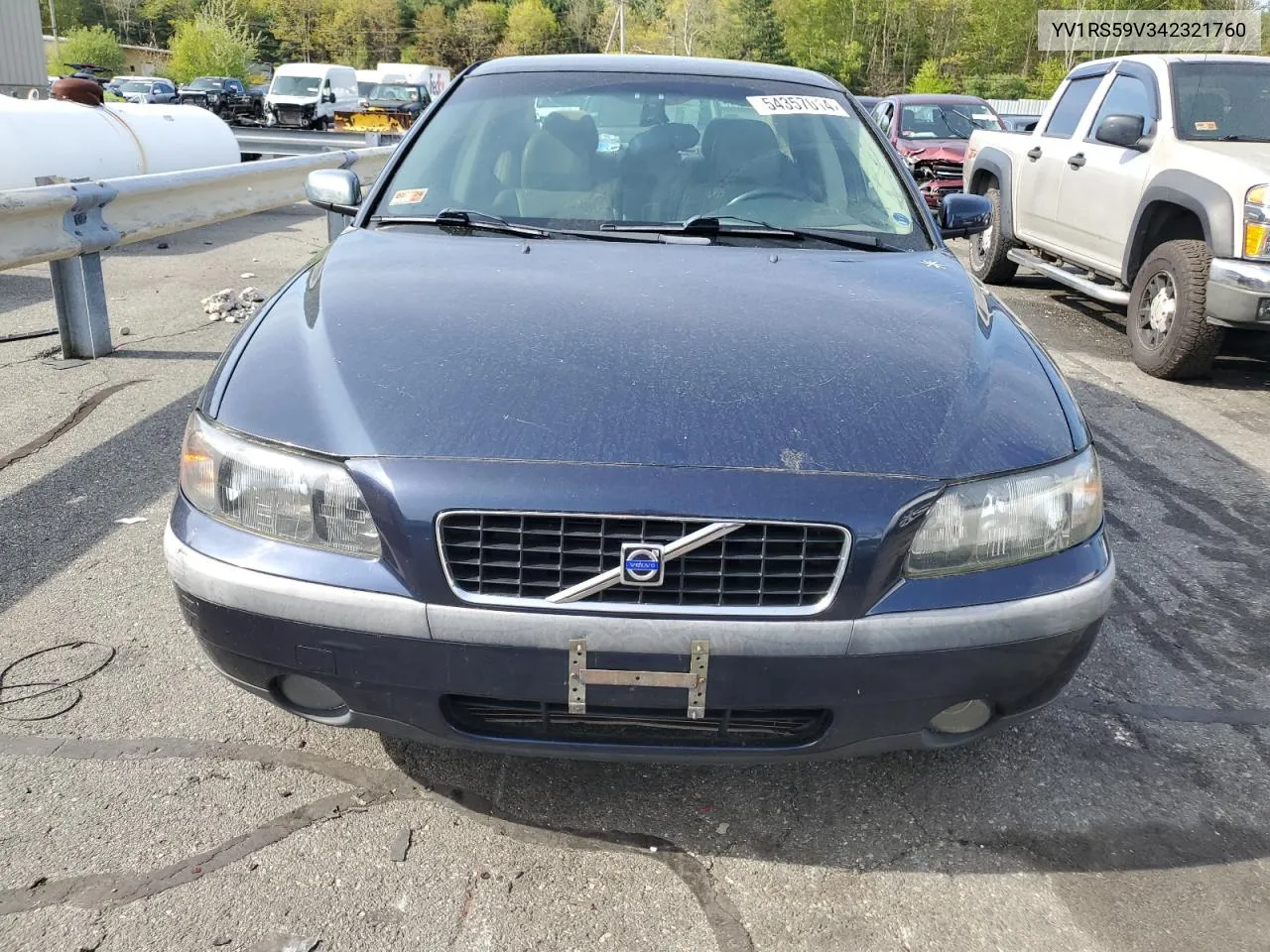 2004 Volvo S60 2.5T VIN: YV1RS59V342321760 Lot: 54357014