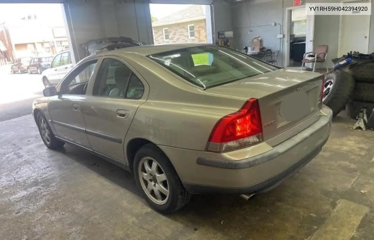 2004 Volvo S60 2.5T VIN: YV1RH59H042394920 Lot: 72541464