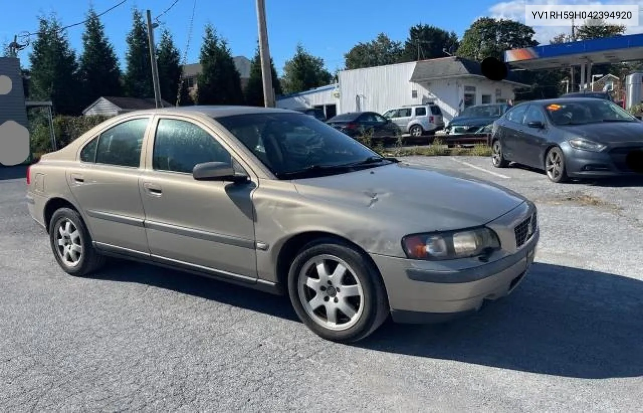 2004 Volvo S60 2.5T VIN: YV1RH59H042394920 Lot: 76278134