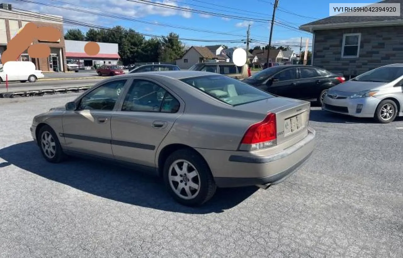 2004 Volvo S60 2.5T VIN: YV1RH59H042394920 Lot: 76278134