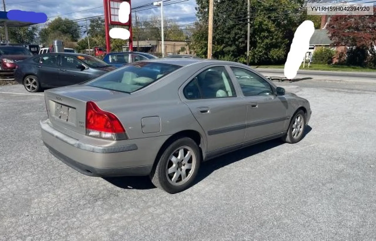 2004 Volvo S60 2.5T VIN: YV1RH59H042394920 Lot: 76278134